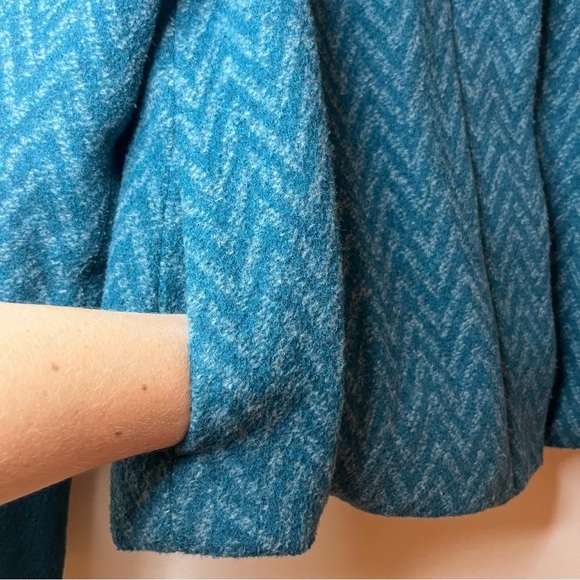 PRANA Lily Wool Blend Cozy Winter Deep Teal Chevron Zigzag Pattern Jacket Coat - Picture 4 of 12